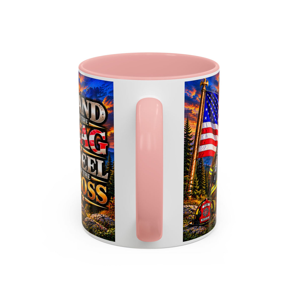 Stand for the Flag, Kneel for the Cross Accent Coffee Mug — Sheriff, Firefighter, EMS & 9-1-1 Telecommunicator 15oz