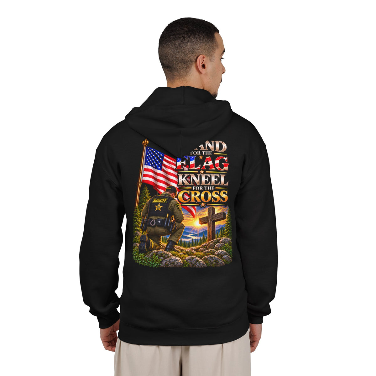 Deputy Sheriff Stand for the Flag, Kneel for the Cross - Hoodie