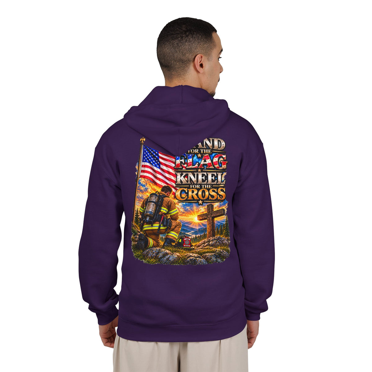 Firefighter Stand for the Flag, Kneel for the Cross - Hoodie
