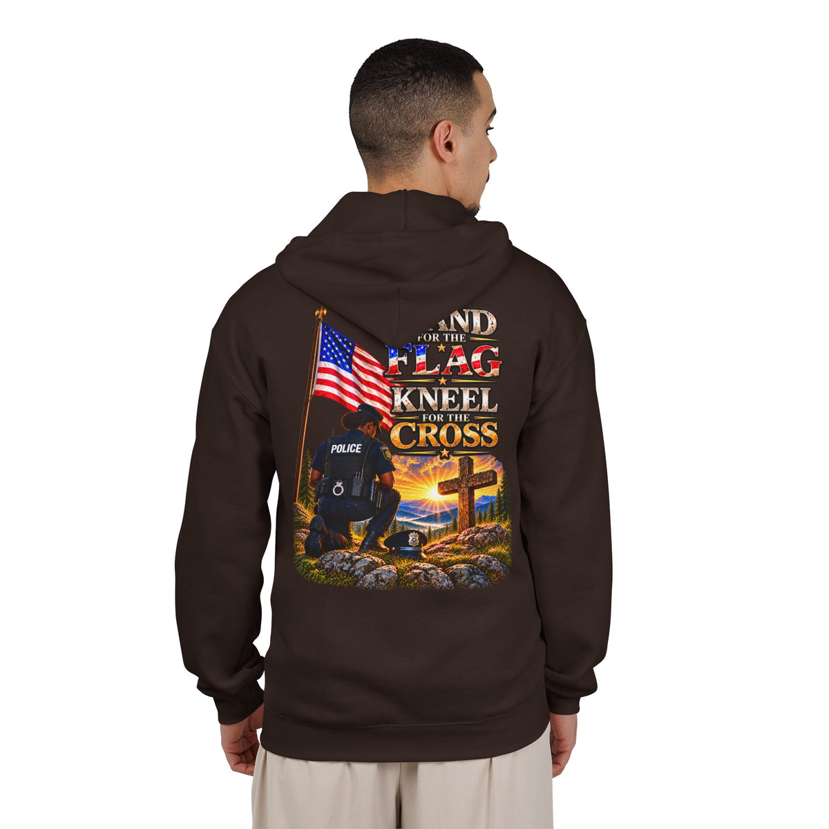 Police Officer 4 Stand for the Flag, Kneel for the Cross - Hoodie