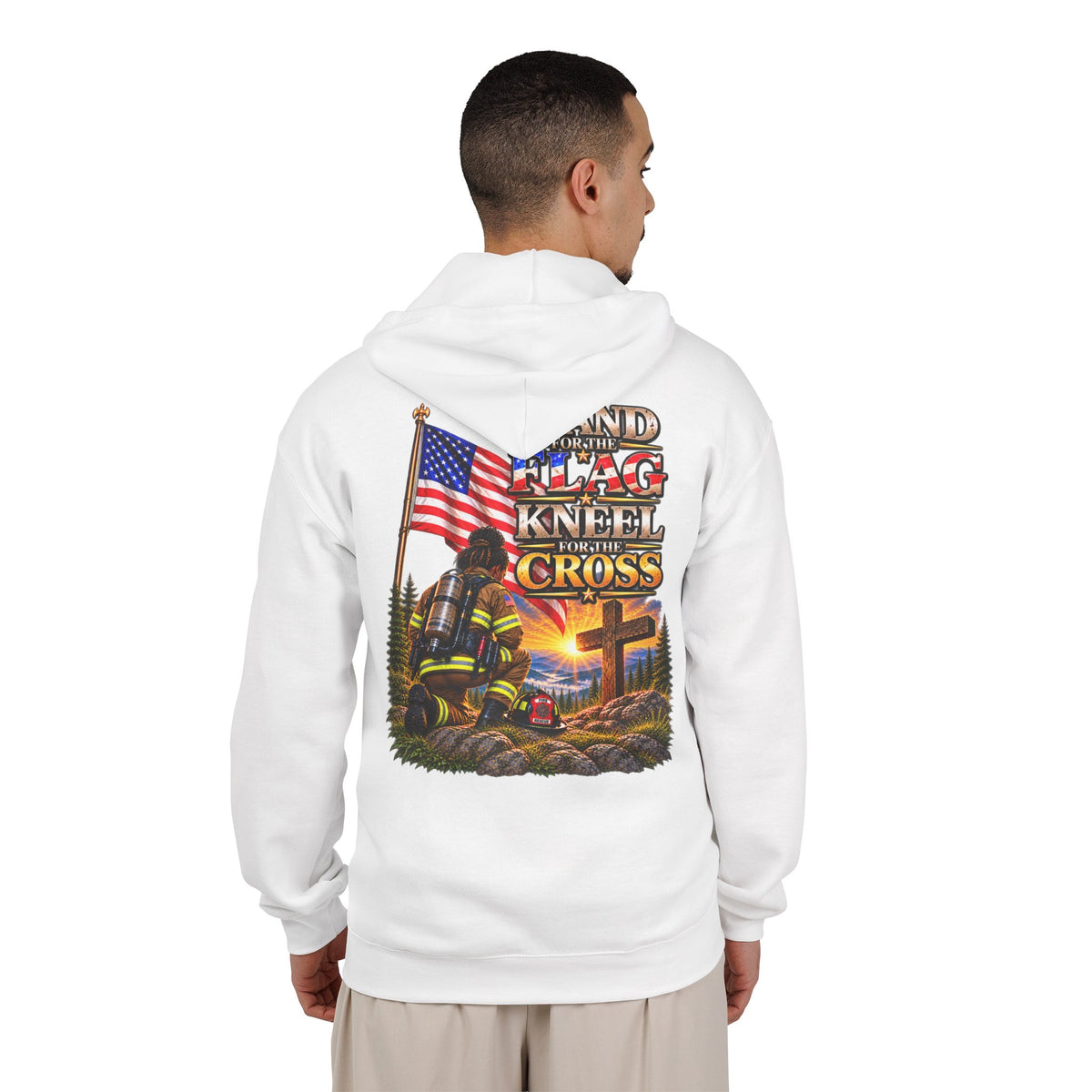 Firefighter 4 Stand for the Flag, Kneel for the Cross - Hoodie