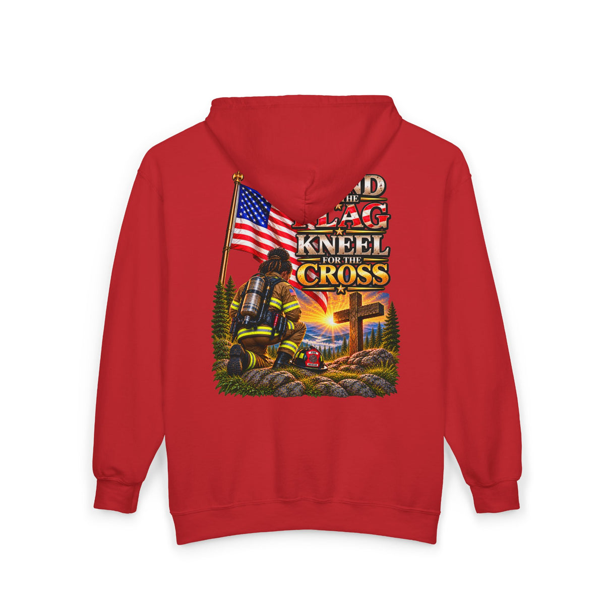 Firefighter 4 Stand for the Flag, Kneel for the Cross - Hoodie