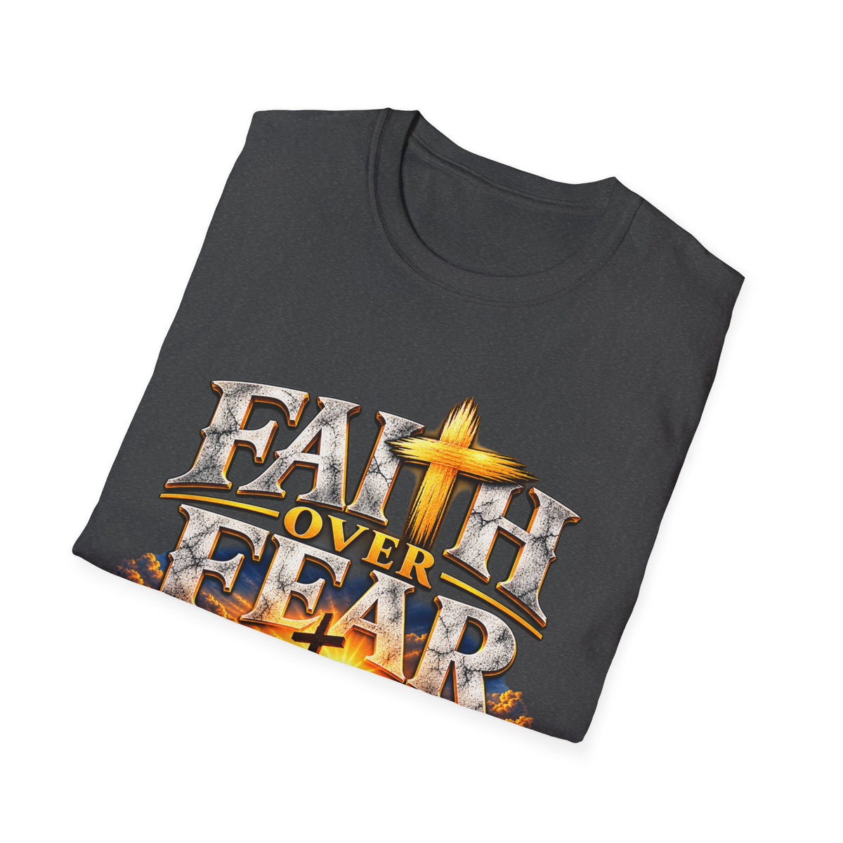Faith Over Fear T-Shirt — Christian Cross Graphic with Isaiah 41:10 Scripture