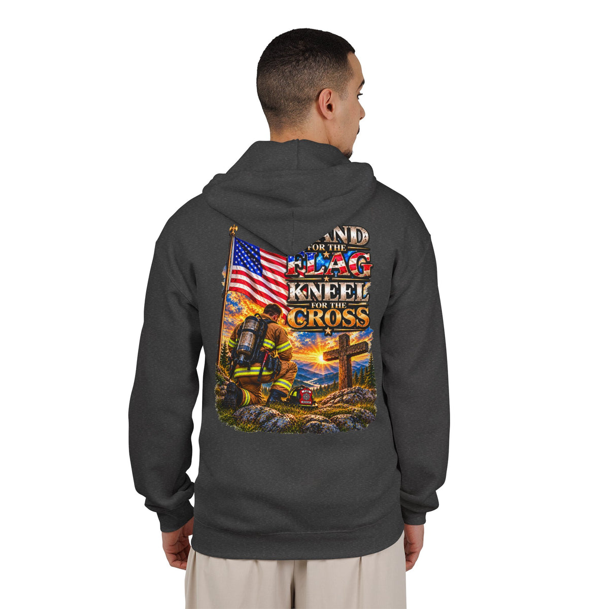 Firefighter Stand for the Flag, Kneel for the Cross - Hoodie