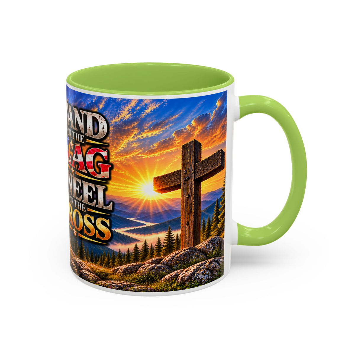 Riner_Firefighter_Stand for the Flag, Kneel for the Cross Coffee Mug_WM