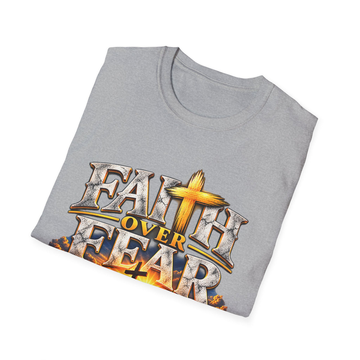 Faith Over Fear T-Shirt — Christian Cross Graphic with Isaiah 41:10 Scripture