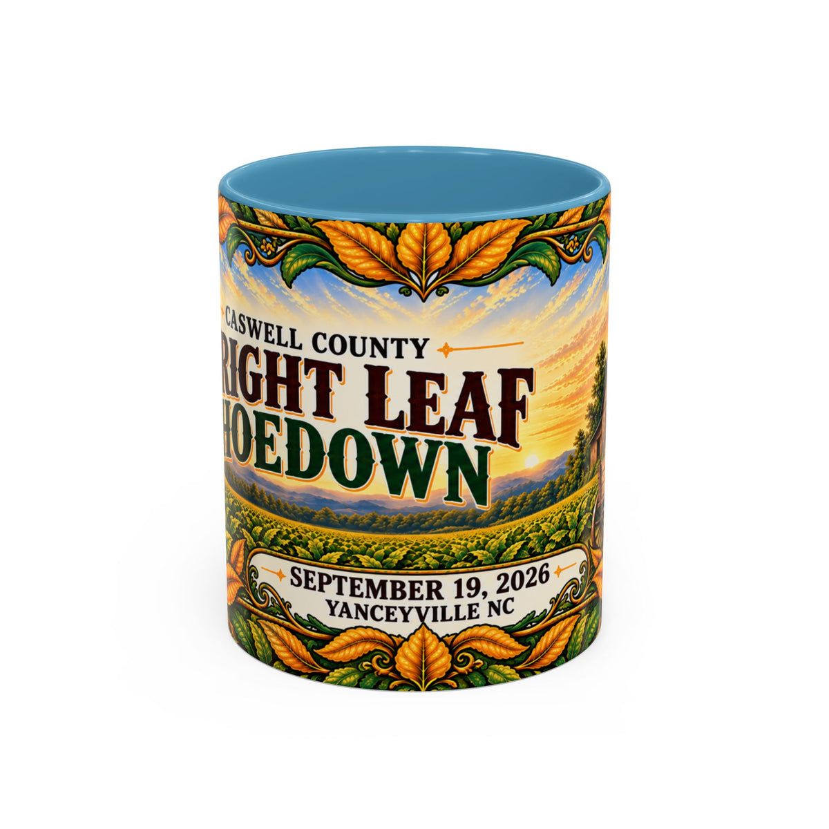 Bright Leaf Hoedown Coffee Mug Wrap — Caswell County Event Souvenir (Sept 19, 2026)