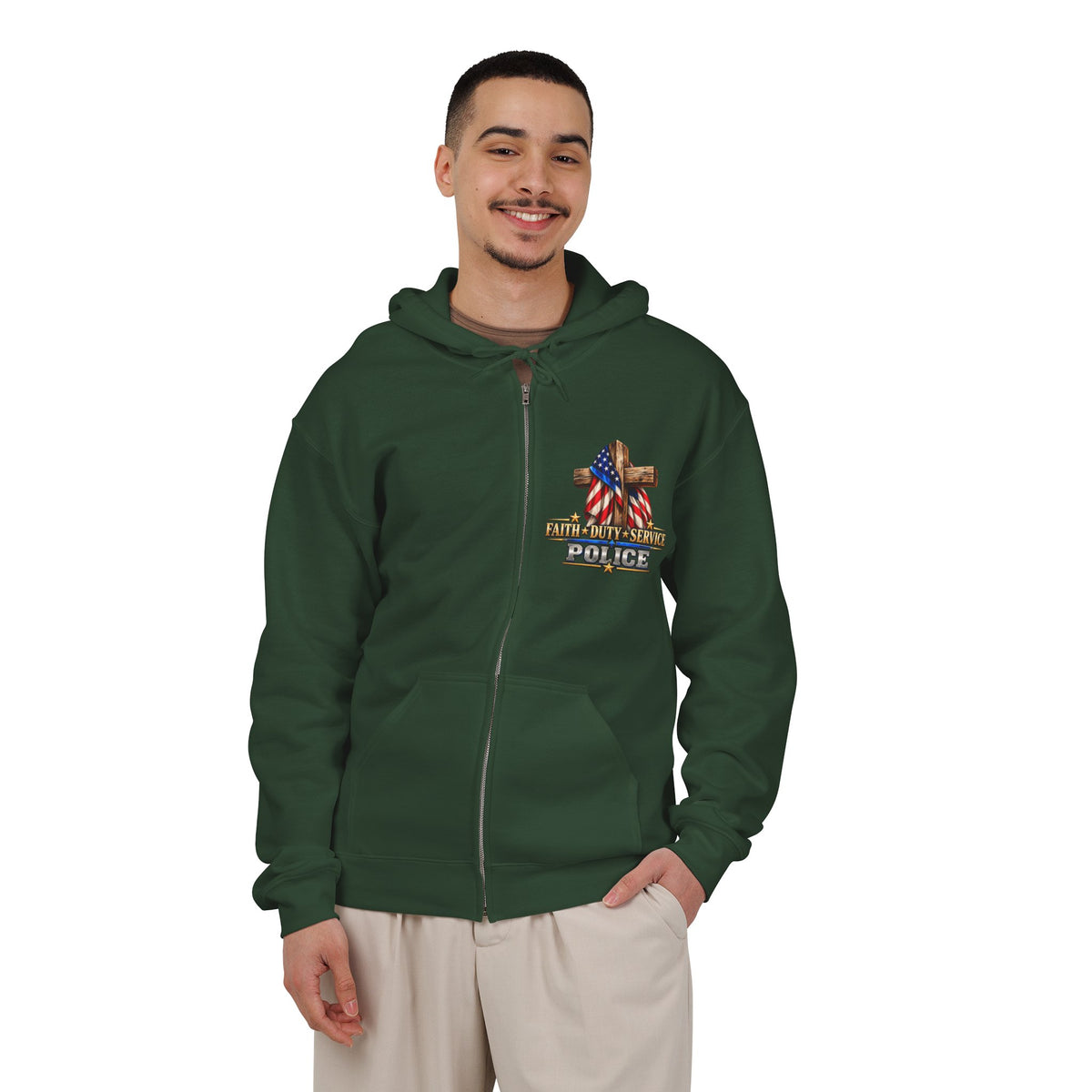 Police Officer Stand for the Flag, Kneel for the Cross - Hoodie