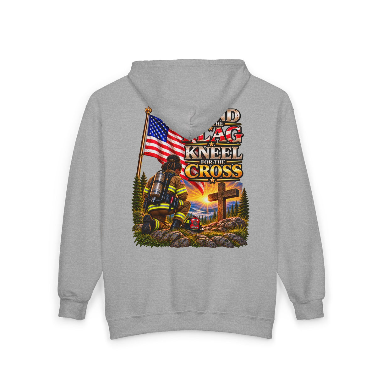 Firefighter 4 Stand for the Flag, Kneel for the Cross - Hoodie