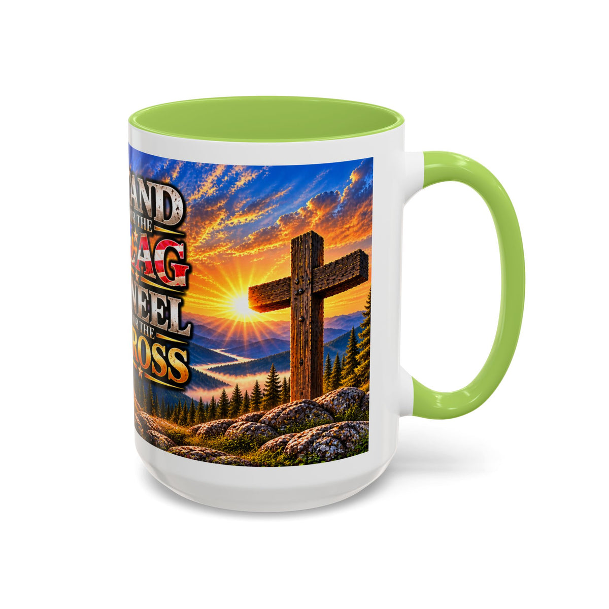 Riner_Firefighter_Stand for the Flag, Kneel for the Cross Coffee Mug_WM