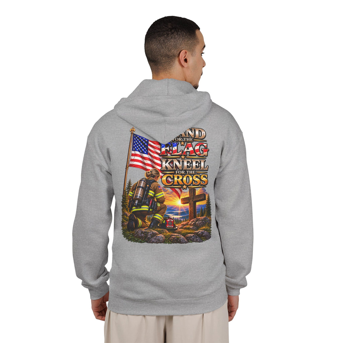 Firefighter 3 Stand for the Flag, Kneel for the Cross - Hoodie
