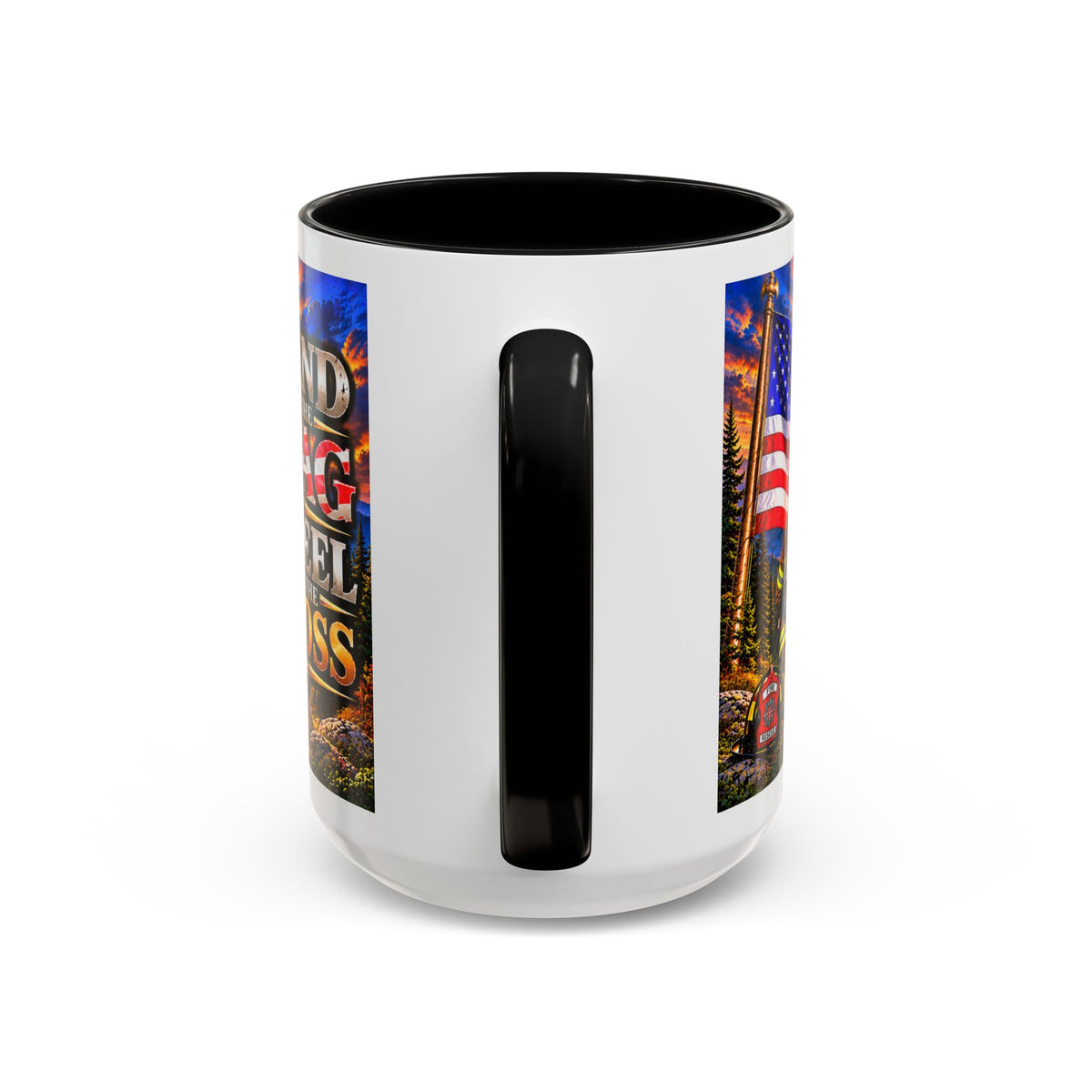 Stand for the Flag, Kneel for the Cross Accent Coffee Mug — Sheriff, Firefighter, EMS & 9-1-1 Telecommunicator 15oz