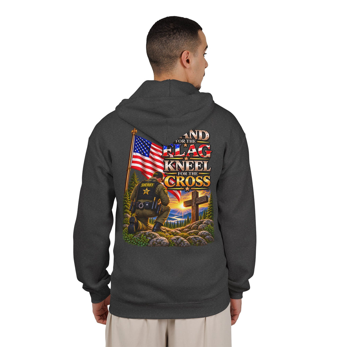 Deputy Sheriff Stand for the Flag, Kneel for the Cross - Hoodie