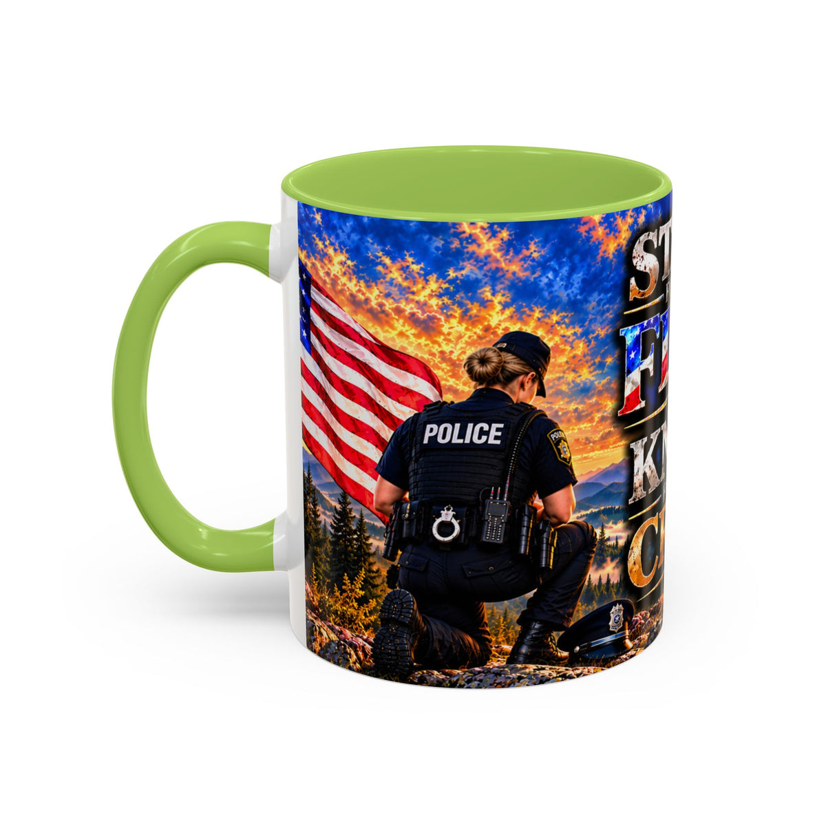 Coffee Mug - "Stand for the Flag, Kneel for the Cross" Police Officer Tribute 11oz or 15oz Mug_WF