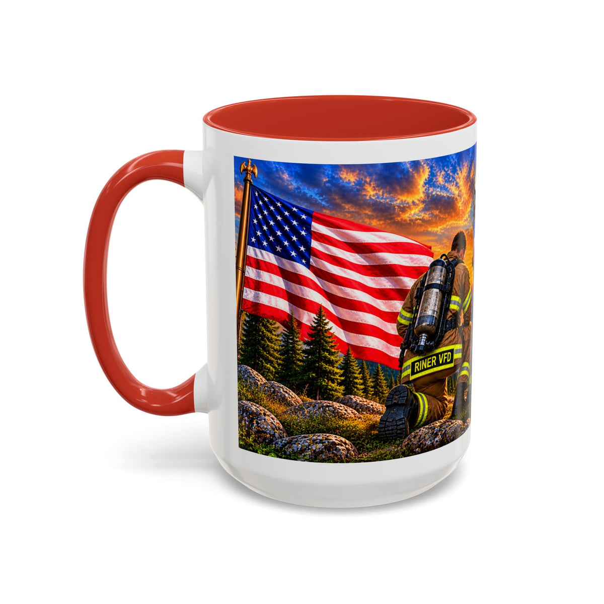 Riner_Firefighter_Stand for the Flag, Kneel for the Cross Coffee Mug_WM