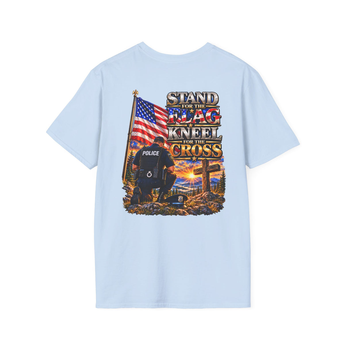 Stand for the Flag, Kneel for the Cross Police T-Shirt