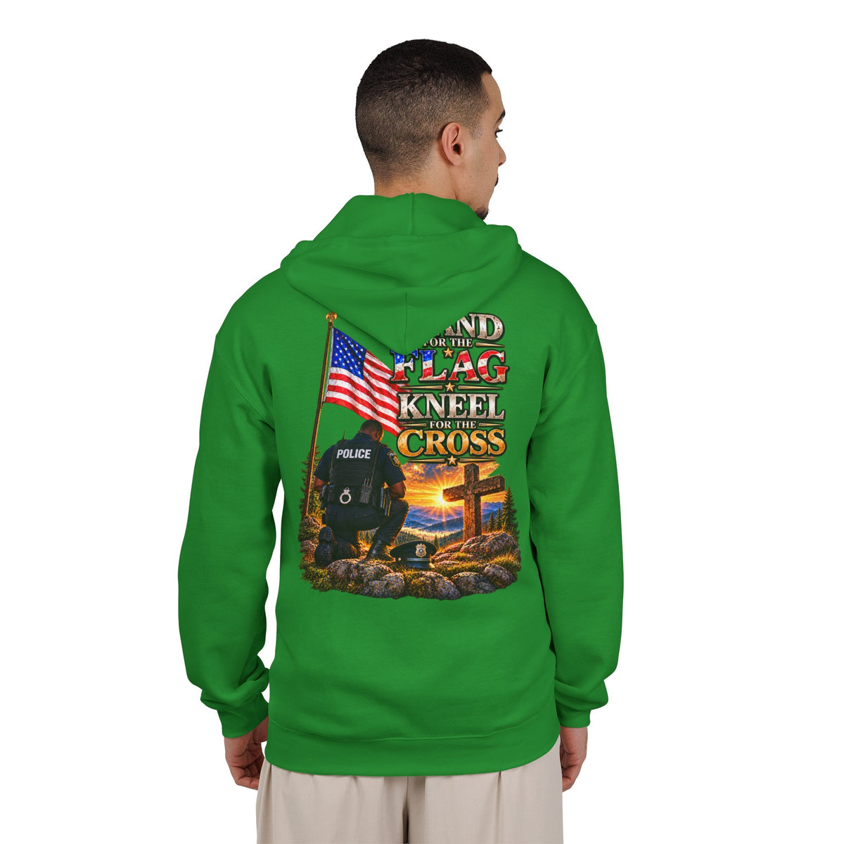 Police Officer 2 Stand for the Flag, Kneel for the Cross - Hoodie