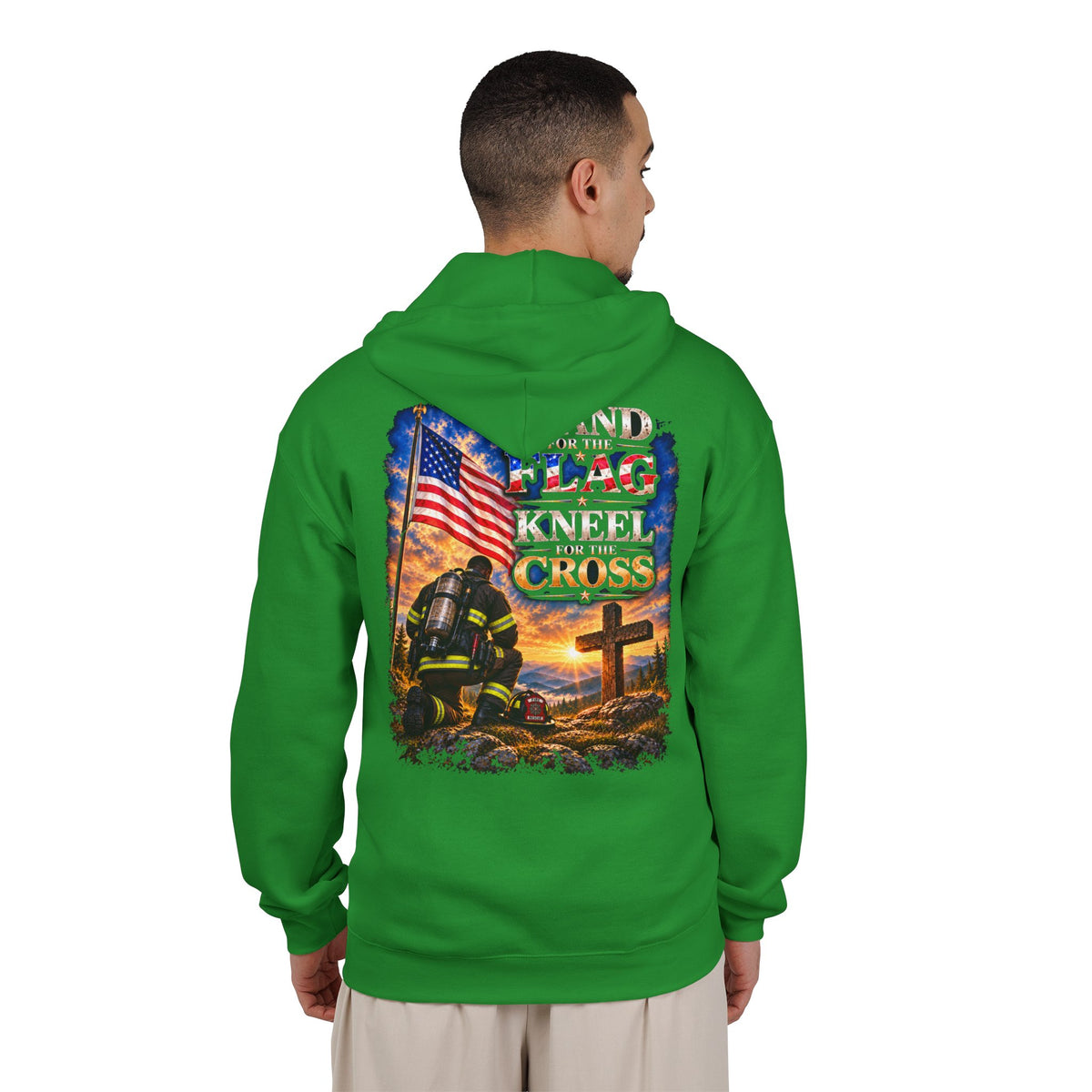 Firefighter 2 Stand for the Flag, Kneel for the Cross - Hoodie