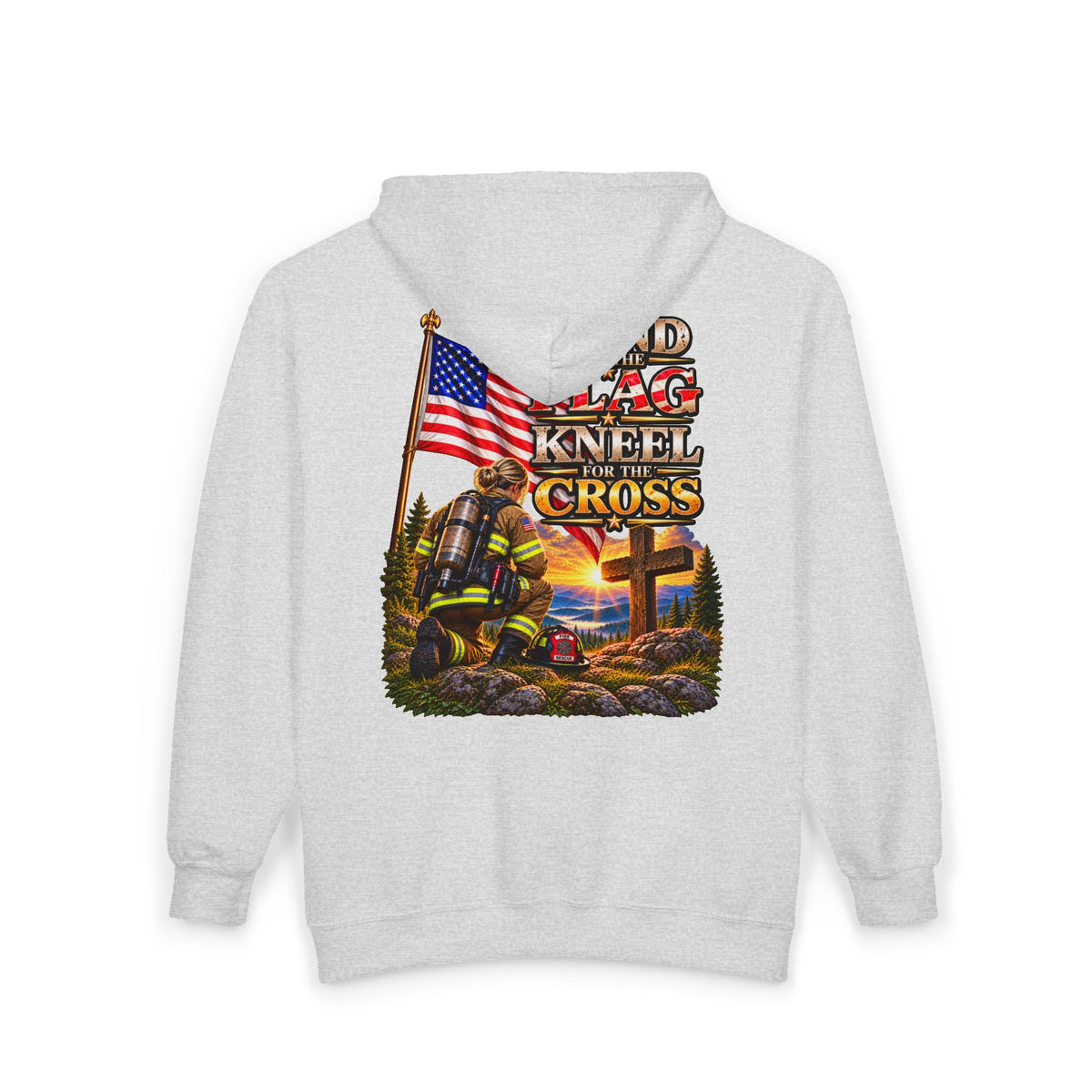 Firefighter 3 Stand for the Flag, Kneel for the Cross - Hoodie