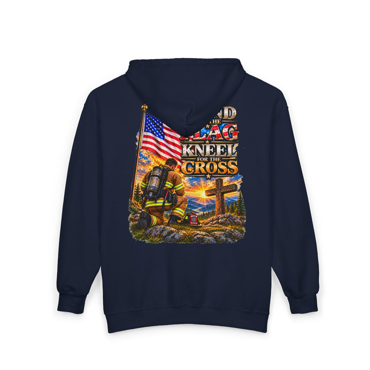 Firefighter Stand for the Flag, Kneel for the Cross - Hoodie