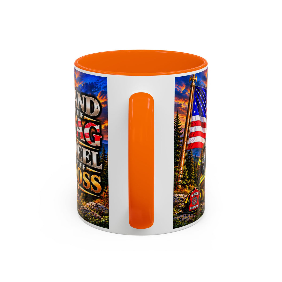 Stand for the Flag, Kneel for the Cross Accent Coffee Mug — Sheriff, Firefighter, EMS & 9-1-1 Telecommunicator 15oz