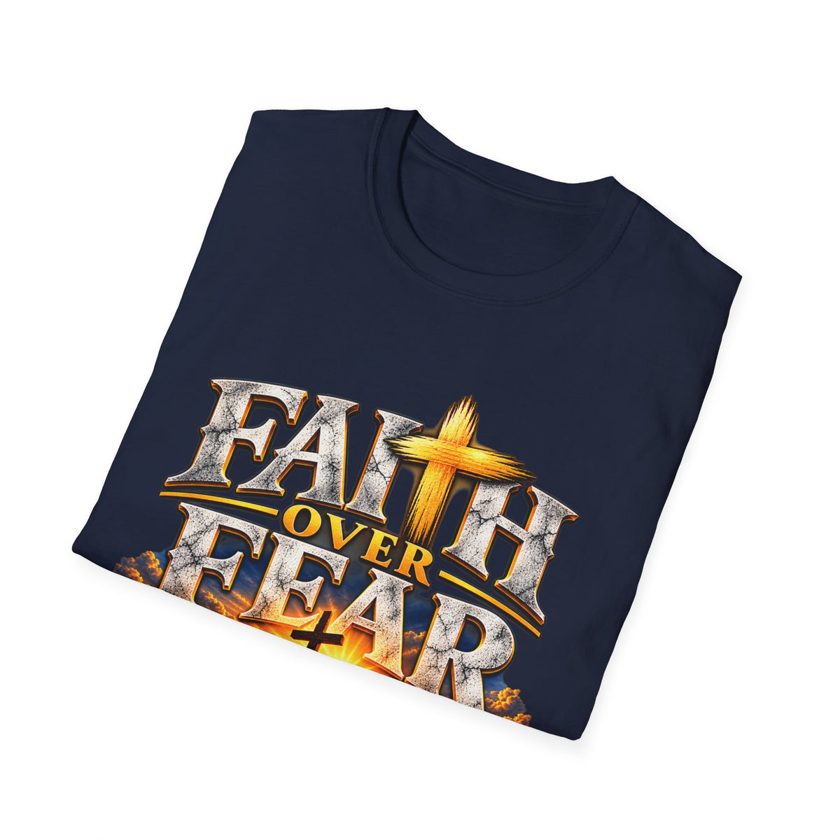 Faith Over Fear T-Shirt — Christian Cross Graphic with Isaiah 41:10 Scripture