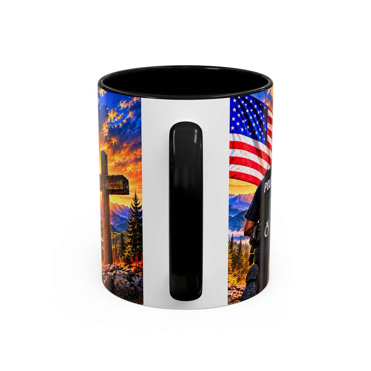 Coffee Mug - "Stand for the Flag, Kneel for the Cross" Police Officer Tribute 11oz or 15oz Mug