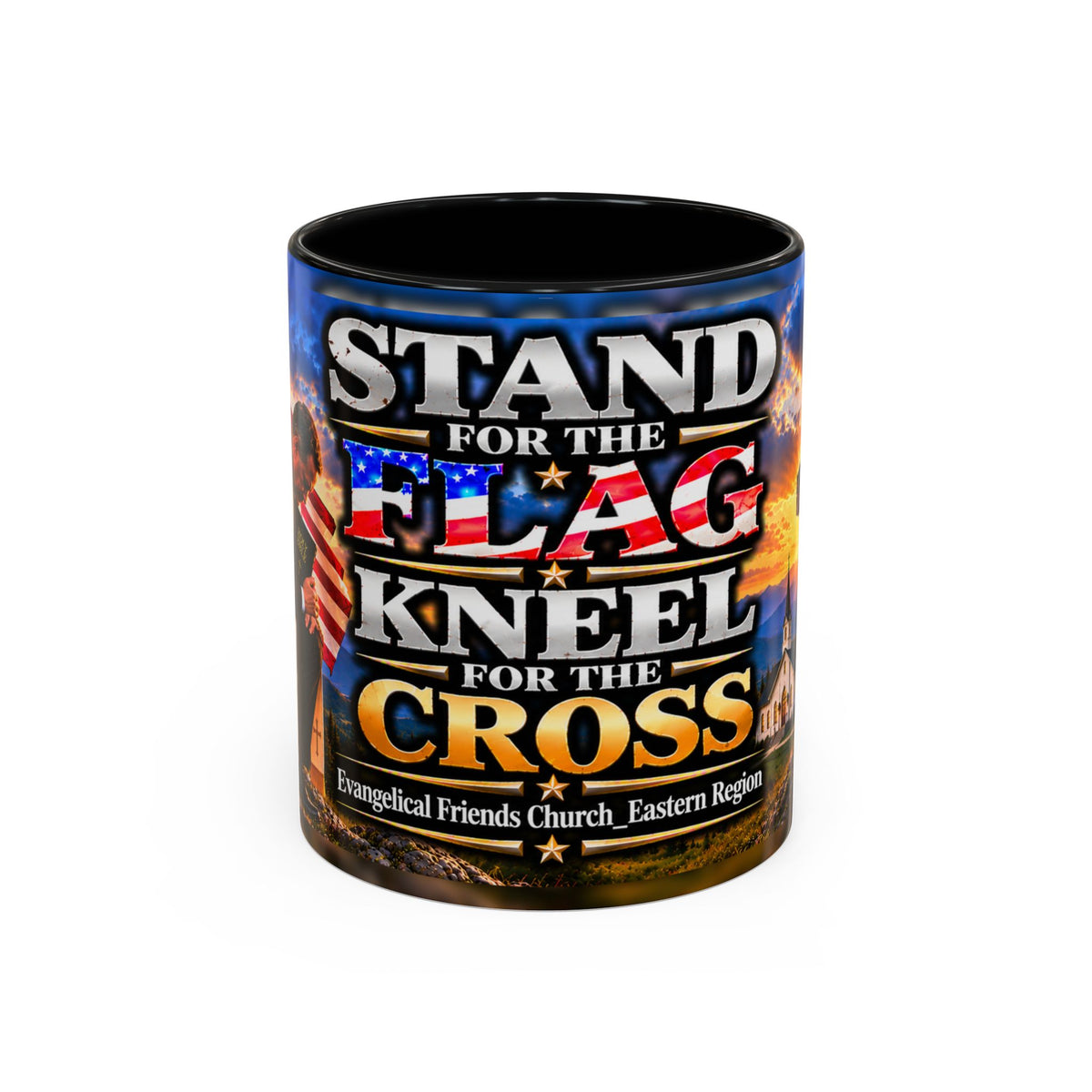 Pastor of EFC_ER_Stand for the Flag, Kneel for the Cross Accent Coffee Mug - Patriotic 11oz