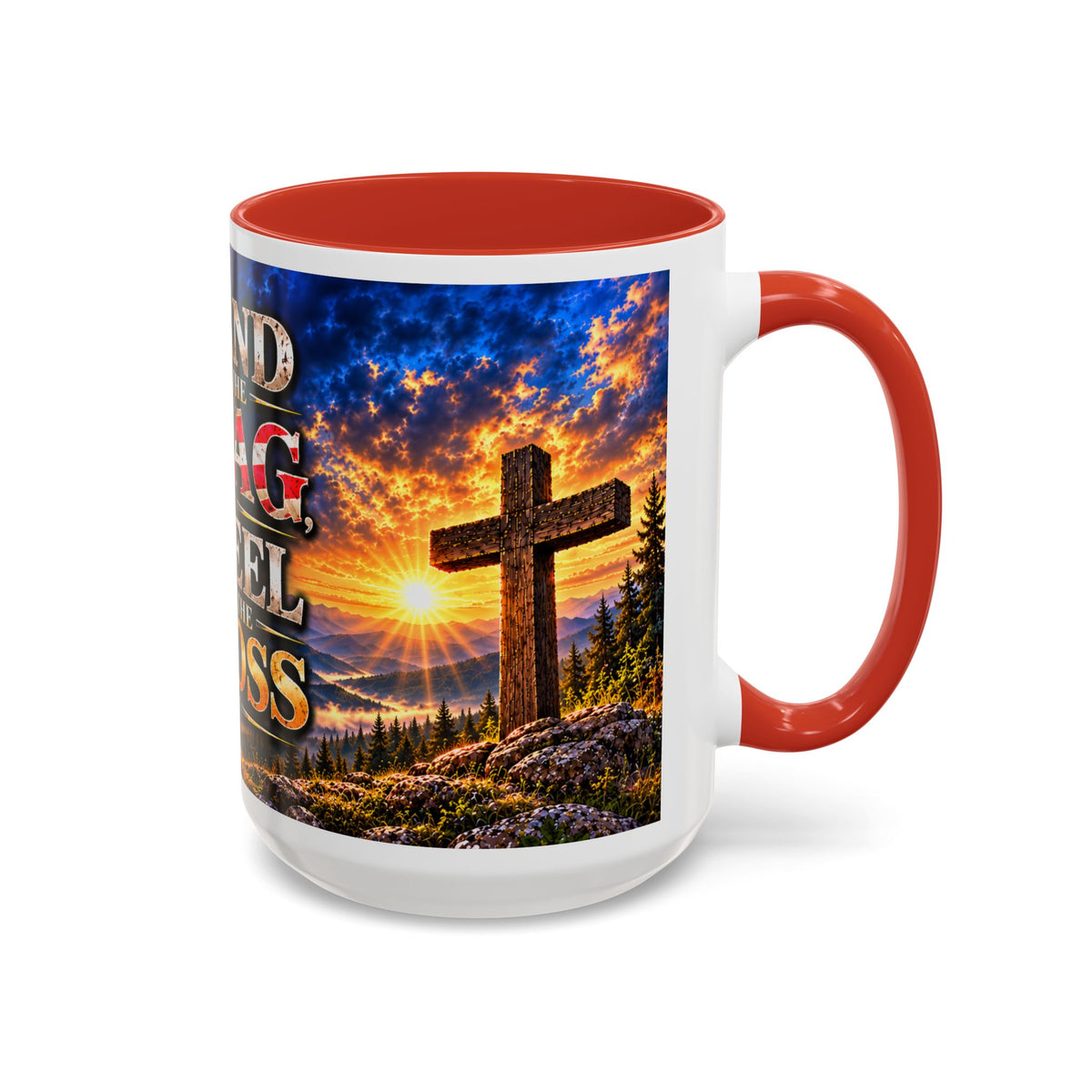 Firefighter Coffee Mug - "Stand for the Flag, Kneel for the Cross" Patriotic  Accent Mug