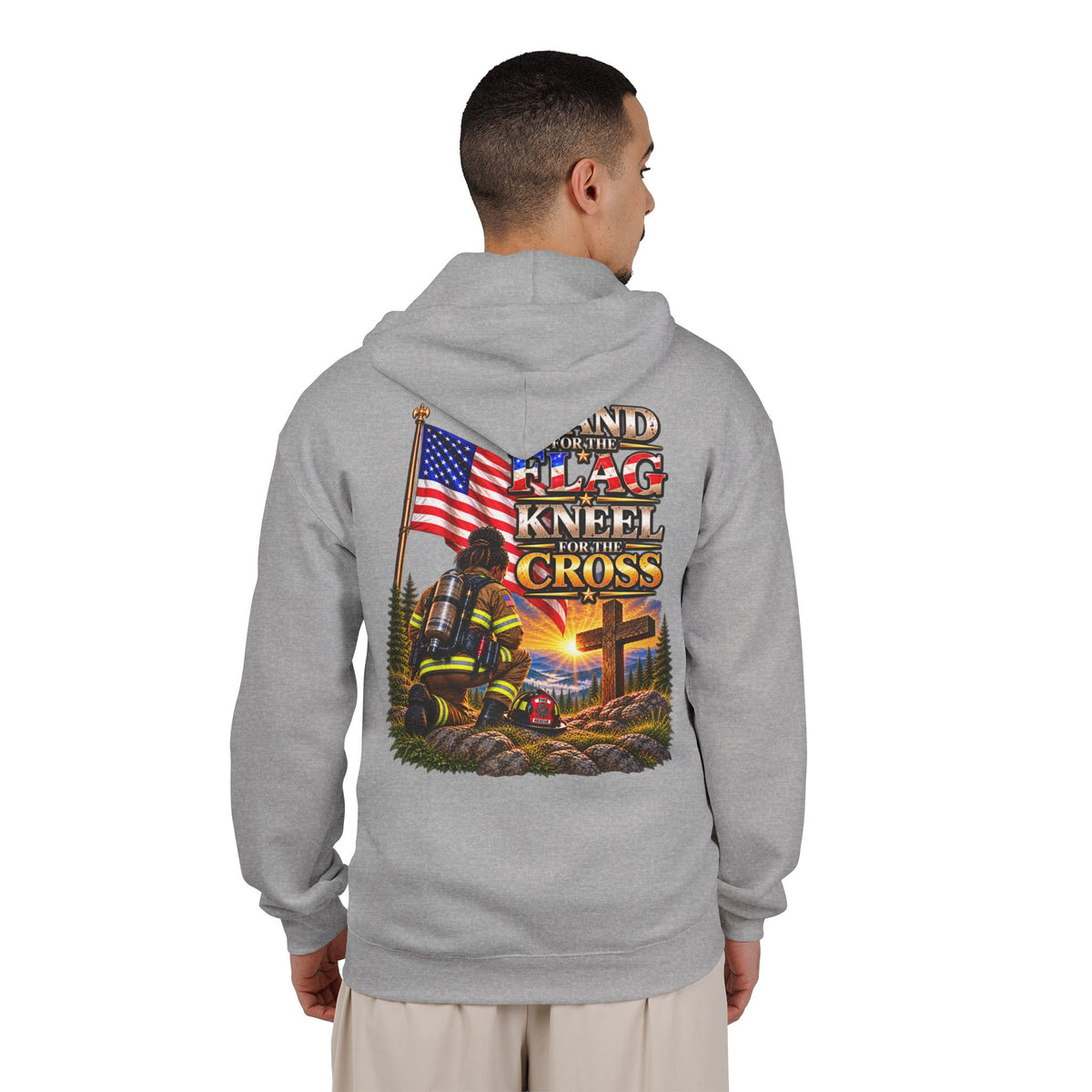 Firefighter 4 Stand for the Flag, Kneel for the Cross - Hoodie