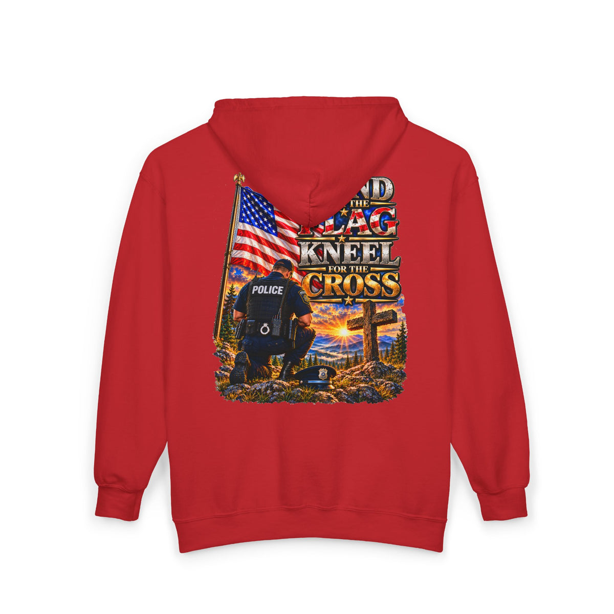 Police Officer Stand for the Flag, Kneel for the Cross - Hoodie