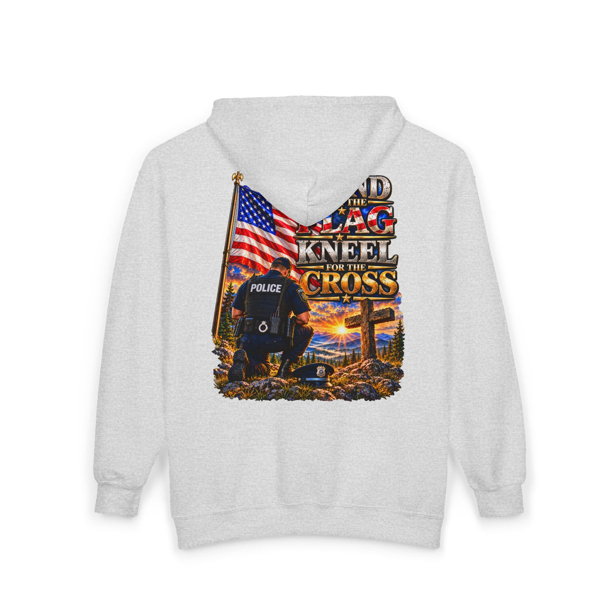 Police Officer Stand for the Flag, Kneel for the Cross - Hoodie