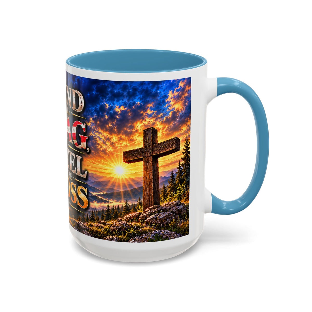 Firefighter Coffee Mug - "Stand for the Flag, Kneel for the Cross" Patriotic  Accent Mug