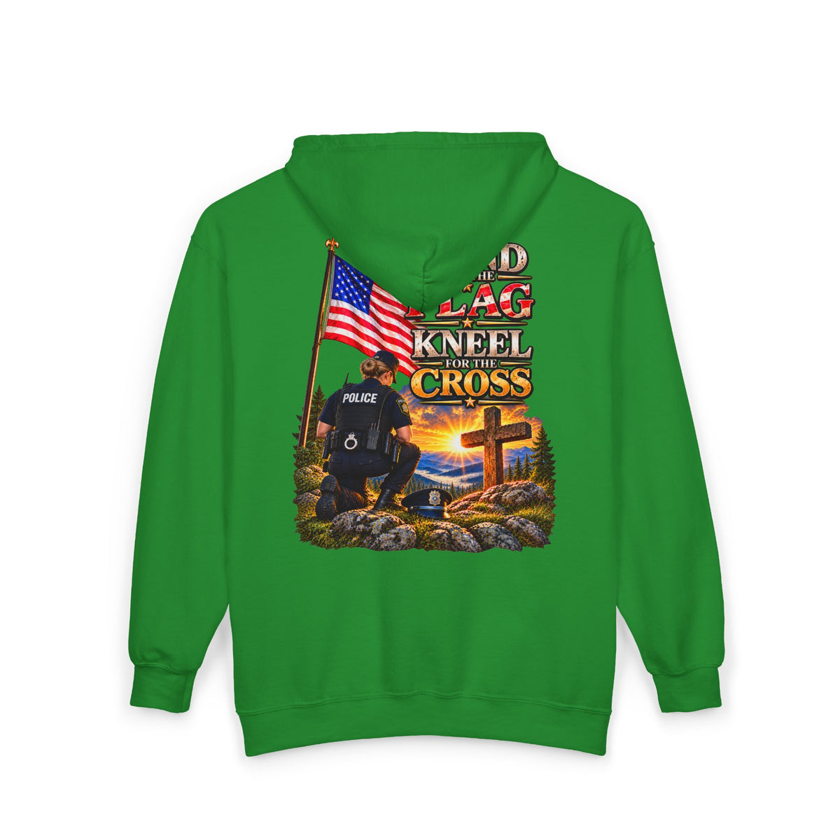 Police Officer 3 Stand for the Flag, Kneel for the Cross - Hoodie