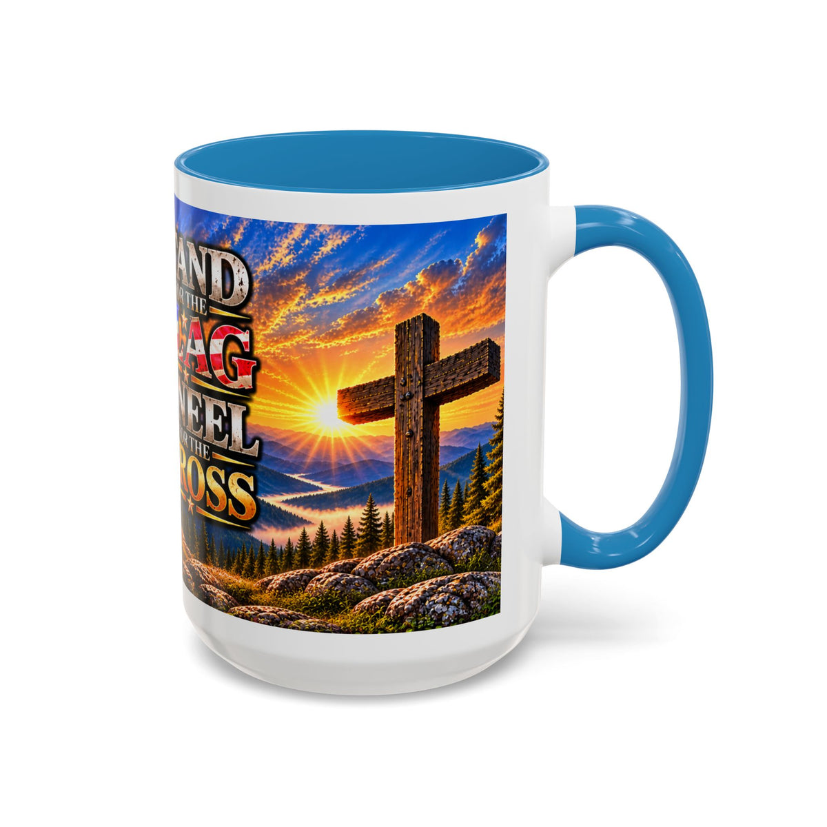 Riner_Firefighter_Stand for the Flag, Kneel for the Cross Coffee Mug_WM