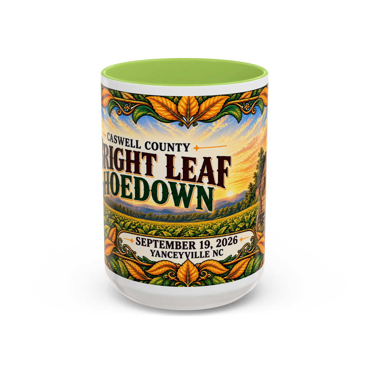 Bright Leaf Hoedown Coffee Mug Wrap — Caswell County Event Souvenir (Sept 19, 2026)