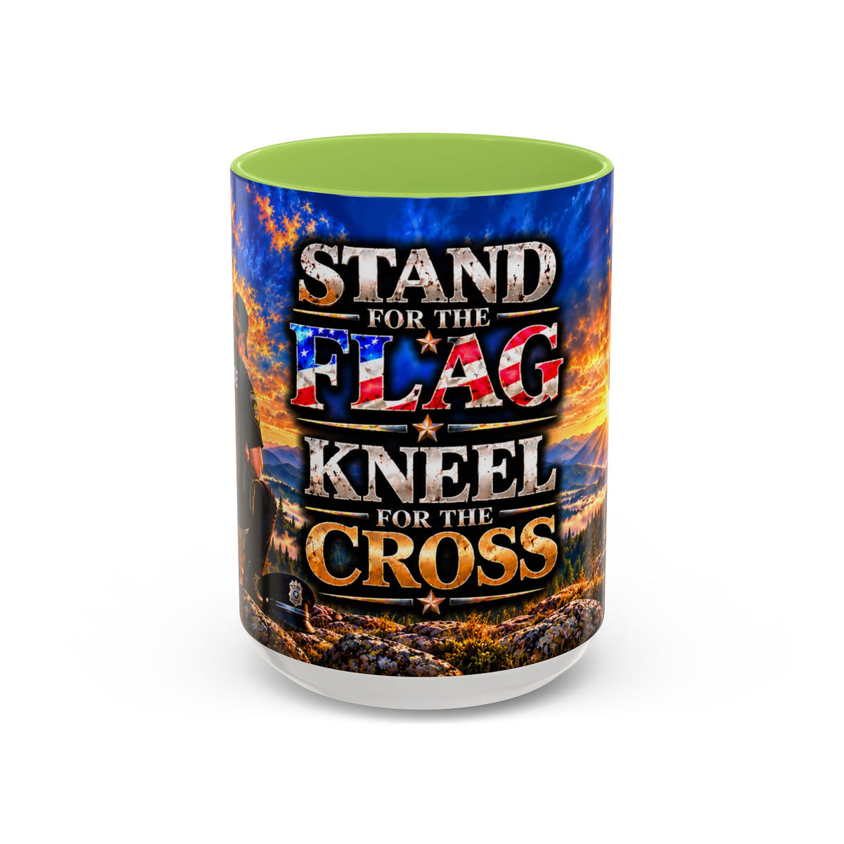 Coffee Mug - "Stand for the Flag, Kneel for the Cross" Police Officer Tribute 11oz or 15oz Mug_WF