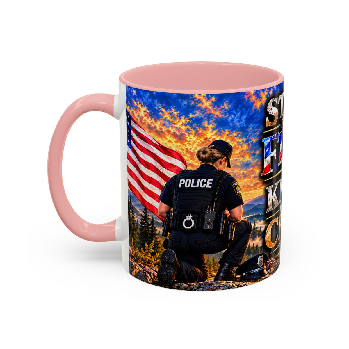 Coffee Mug - "Stand for the Flag, Kneel for the Cross" Police Officer Tribute 11oz or 15oz Mug_WF