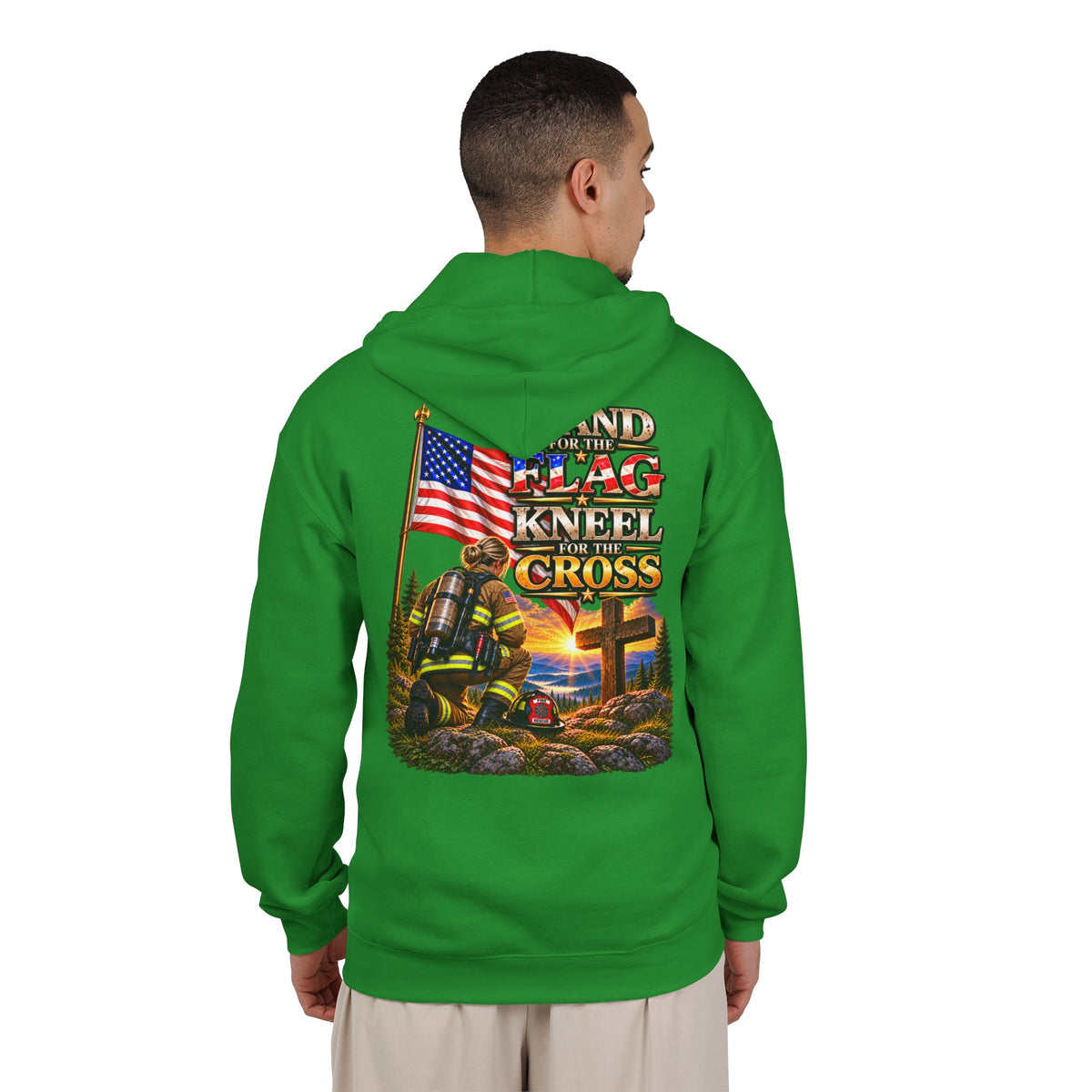 Firefighter 3 Stand for the Flag, Kneel for the Cross - Hoodie
