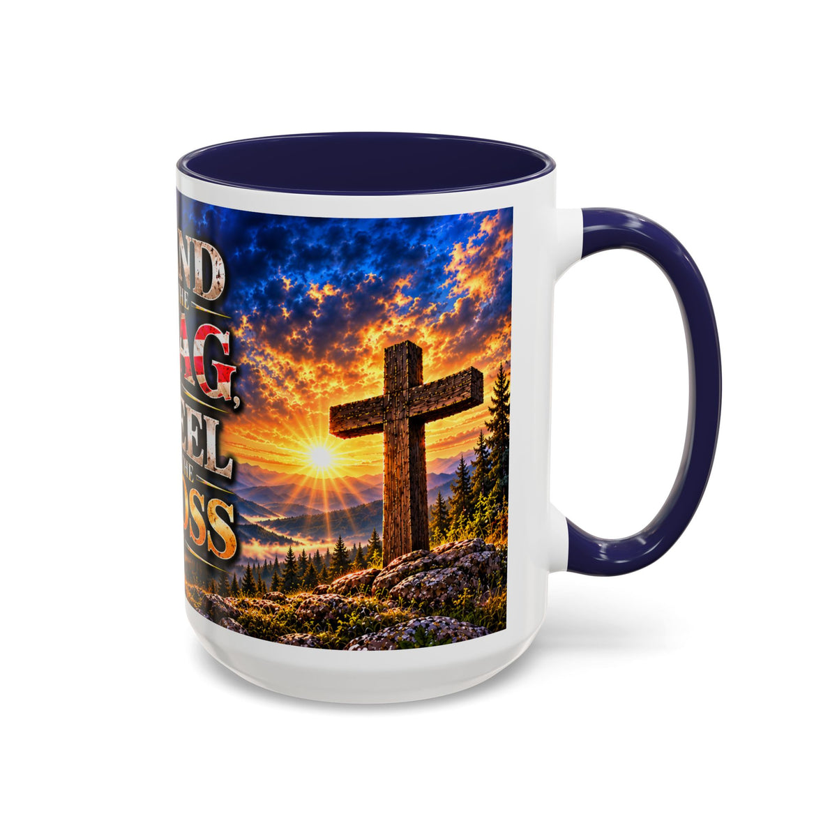 Firefighter Coffee Mug - "Stand for the Flag, Kneel for the Cross" Patriotic  Accent Mug
