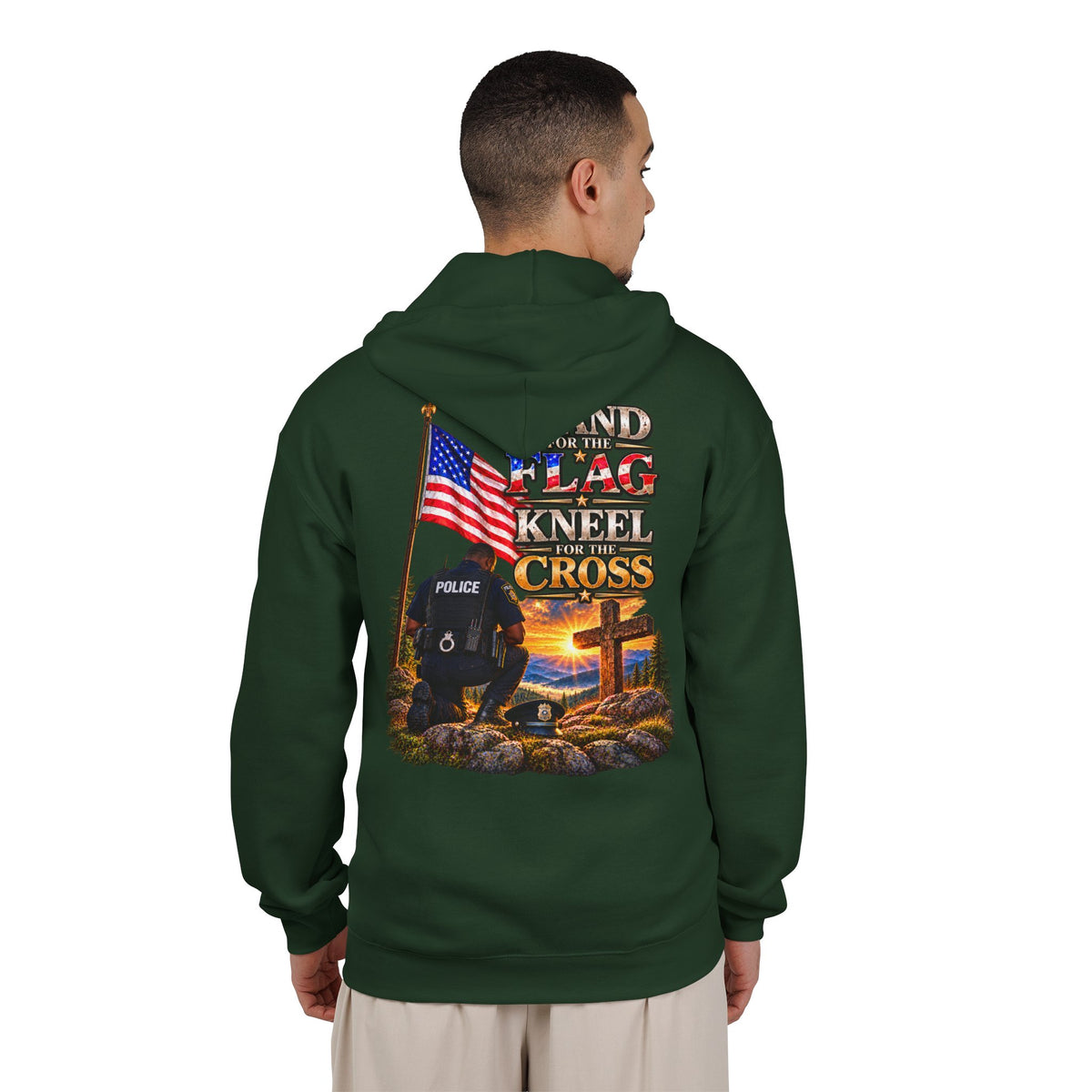 Police Officer 2 Stand for the Flag, Kneel for the Cross - Hoodie