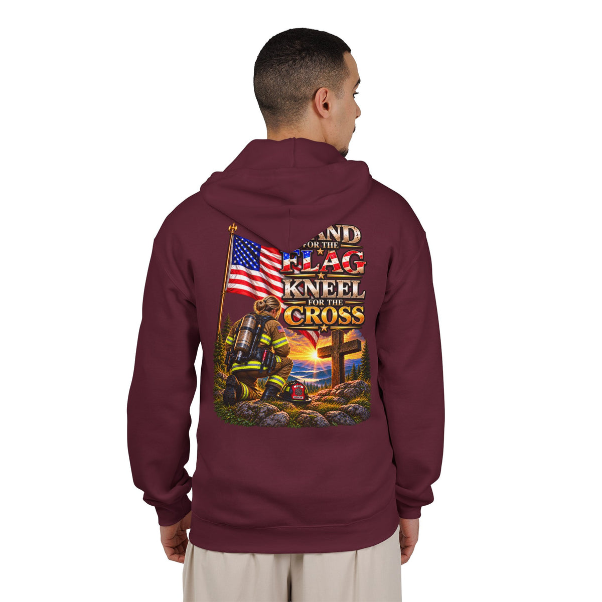 Firefighter 3 Stand for the Flag, Kneel for the Cross - Hoodie