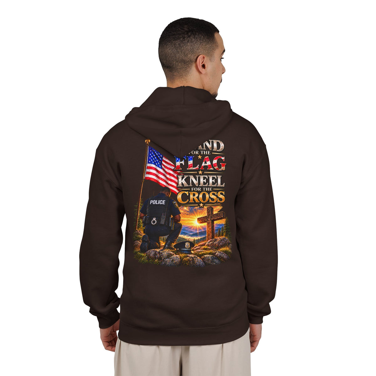 Police Officer 2 Stand for the Flag, Kneel for the Cross - Hoodie