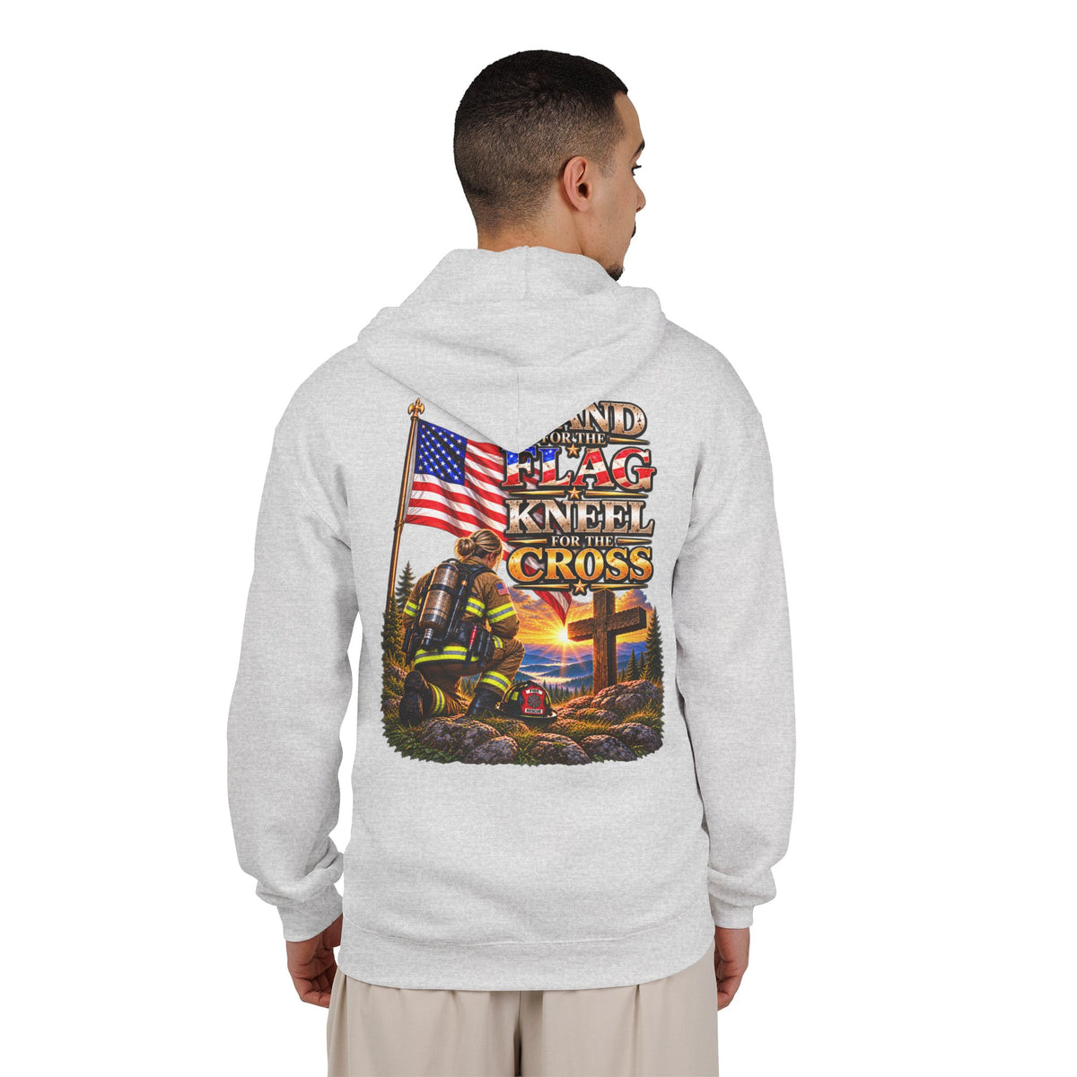 Firefighter 3 Stand for the Flag, Kneel for the Cross - Hoodie