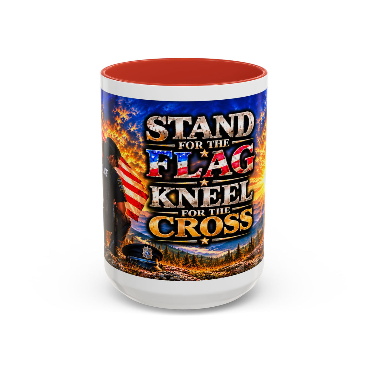 Stand for the Flag, Kneel for the Cross Coffee Mug_BF
