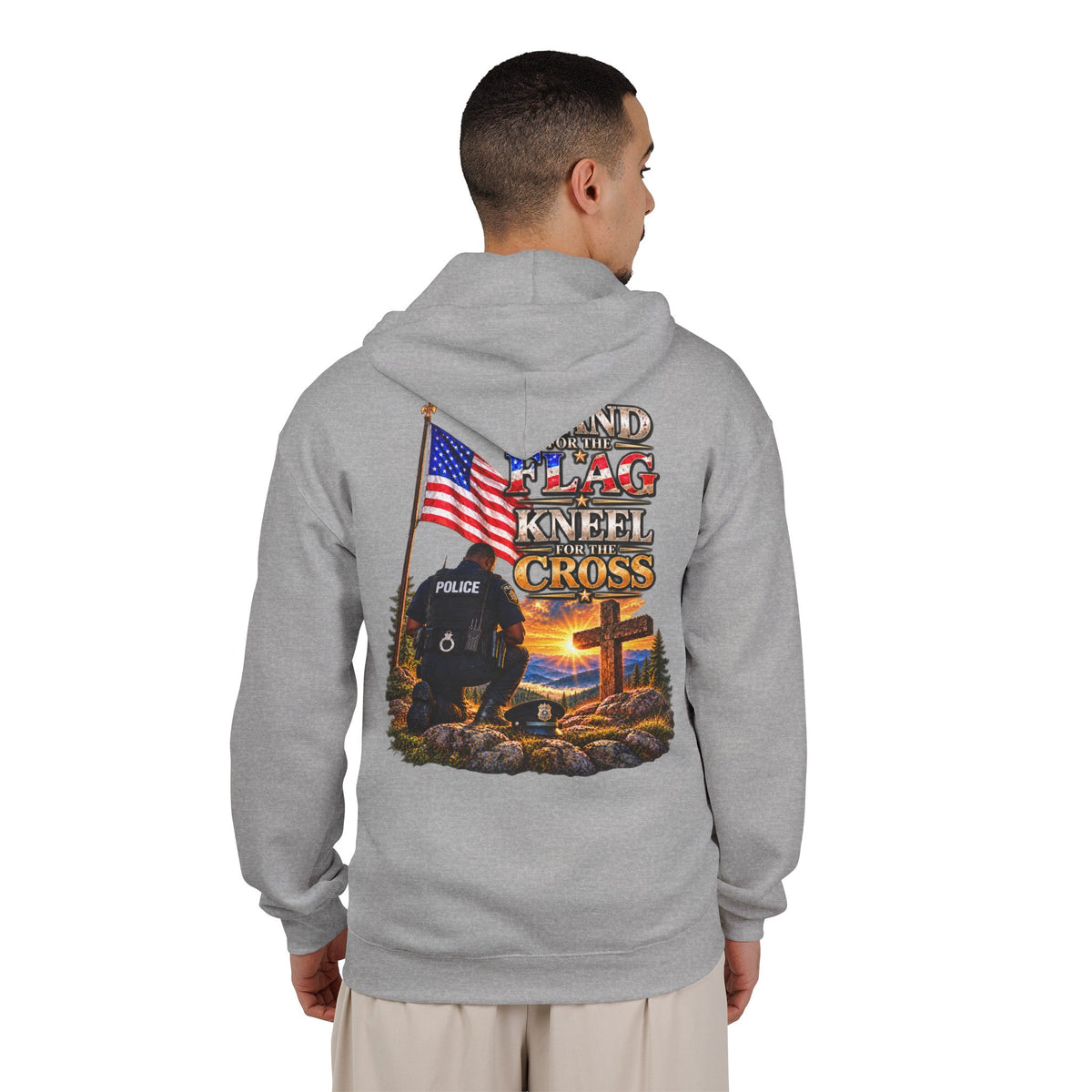 Police Officer 2 Stand for the Flag, Kneel for the Cross - Hoodie