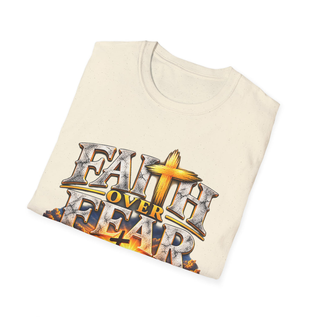 Faith Over Fear T-Shirt — Christian Cross Graphic with Isaiah 41:10 Scripture