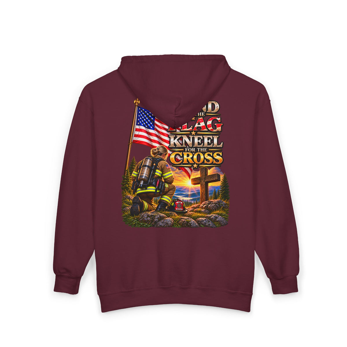 Firefighter 3 Stand for the Flag, Kneel for the Cross - Hoodie