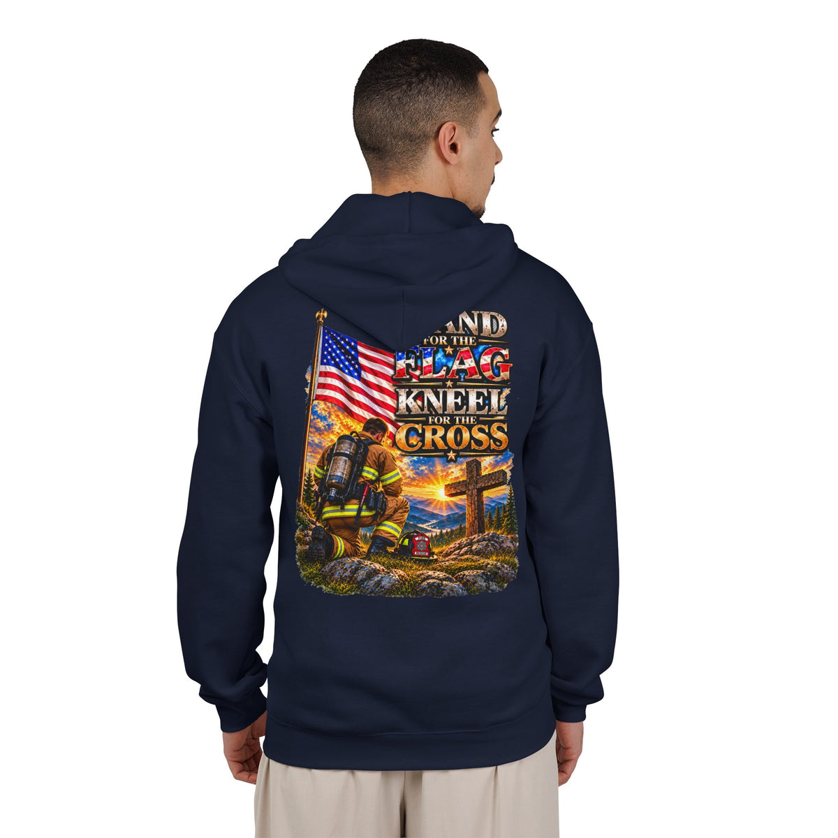 Firefighter Stand for the Flag, Kneel for the Cross - Hoodie