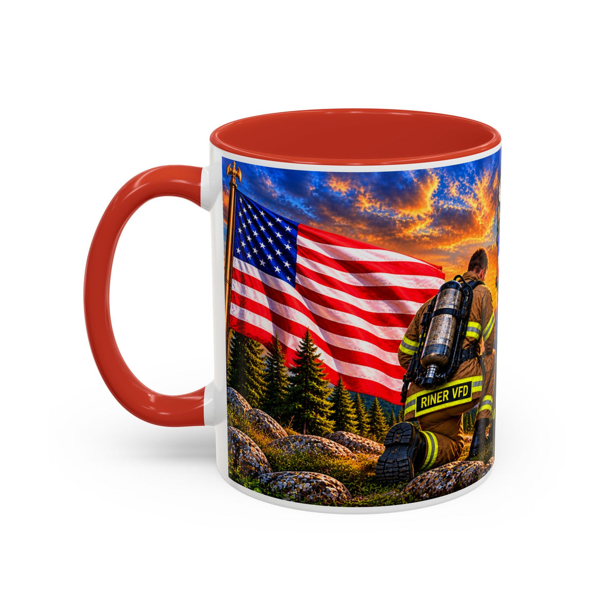 Riner_Firefighter_Stand for the Flag, Kneel for the Cross Coffee Mug_WM